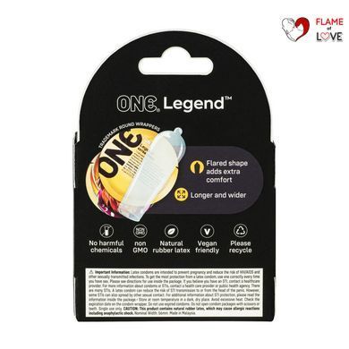 Презервативи ONE Legend Extra Large 3 шт, картонна коробка (м'яте паковання!!!)