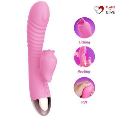 Вібратор-кролик з підігрівом і пустотливим язичком для клітора Leten Wonderful Pink