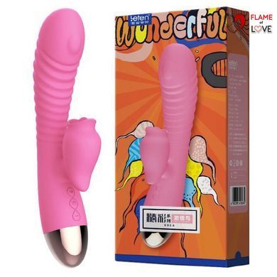 Вібратор-кролик з підігрівом і пустотливим язичком для клітора Leten Wonderful Pink