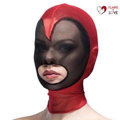 Маска серце сітка з відкритим ротом Feral Feelings - Hearts Mask Red/Black