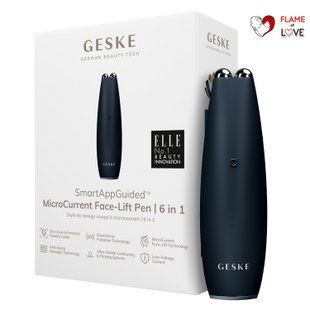 Мікрострумова ручка для підтяжки шкіри обличчя GESKE MicroCurrent Face-Lift Pen 6в1 black, One Size