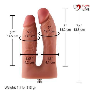 Подвійний фалоімітатор для секс-машин Hismith Silicone Double Penetrator Dildo, система KlicLok