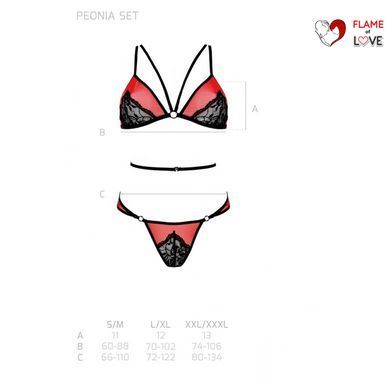 Комплект білизни Passion PEONIA SET L/XL red, бра, трусики