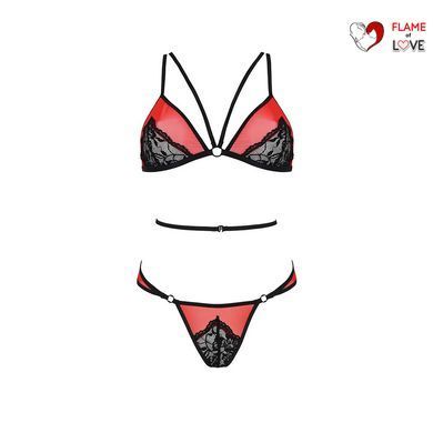 Комплект білизни Passion PEONIA SET L/XL red, бра, трусики