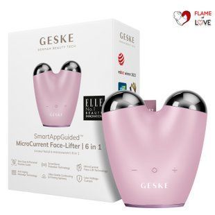Мікрострумовий підтягувач шкіри обличчя GESKE MicroCurrent Face-Lifter 6в1 pink, One Size