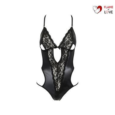 Боді з імітацією шкіри і стрепами Passion ASUNA BODY S/M, black
