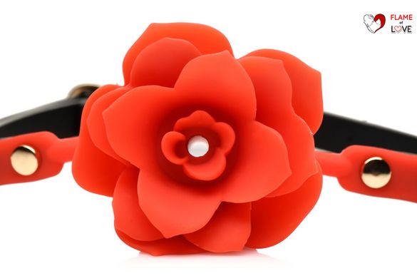 Силіконовий кляп з трояндою Master Series: Blossom Silicone Rose Gag – Red